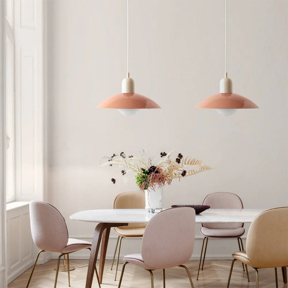 Morandi Modern Metal Pendant Light – Colorful Dome Shade, G9 Base