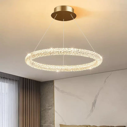 Kristy Art Deco Crystal Ring Chandelier – 1/2/3 Ring, LED, Metal