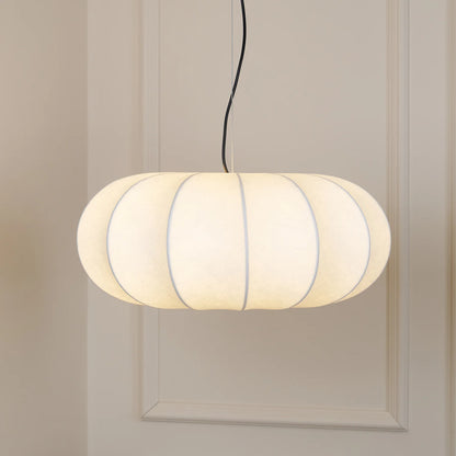 Ozawa Vintage Oblate Silk & Metal Pendant Light – 3 Sizes