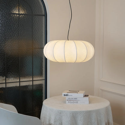 Ozawa Vintage Oblate Silk & Metal Pendant Light – 3 Sizes