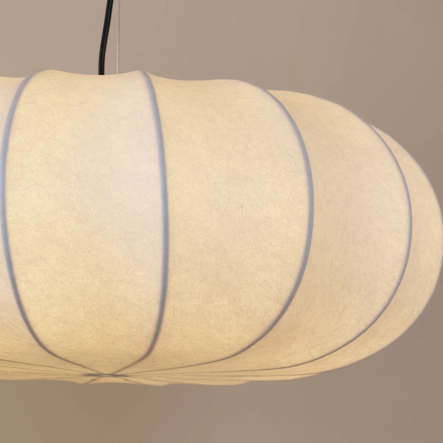 Ozawa Vintage Oblate Silk & Metal Pendant Light – 3 Sizes