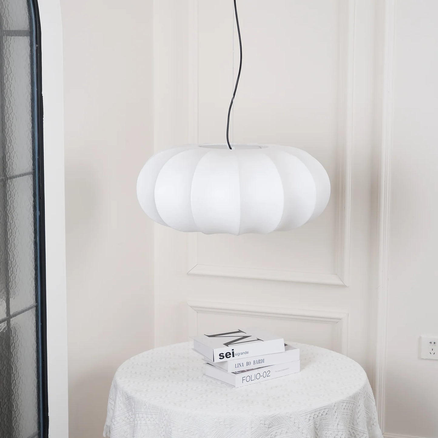 Ozawa Vintage Oblate Silk & Metal Pendant Light – 3 Sizes