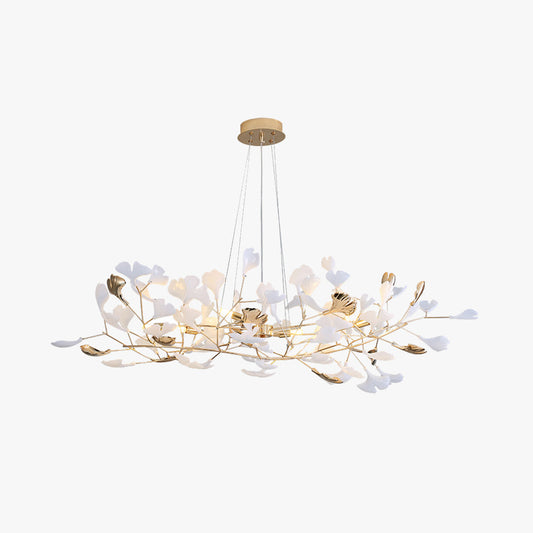 Olivia Round Pendant Light – Ceramic-Metal Leaf Chandelier, Various Sizes