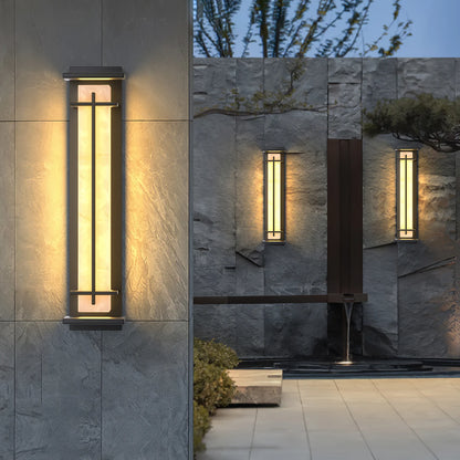 Orr Square Outdoor Wall Light – Metal & Alabaster-Resin IP65 LED