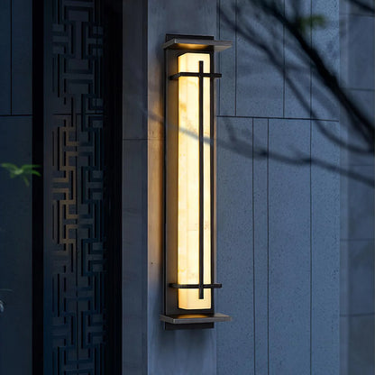 Orr Square Outdoor Wall Light – Metal & Alabaster-Resin IP65 LED