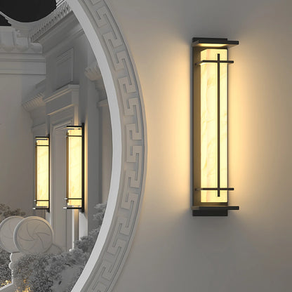 Orr Square Outdoor Wall Light – Metal & Alabaster-Resin IP65 LED