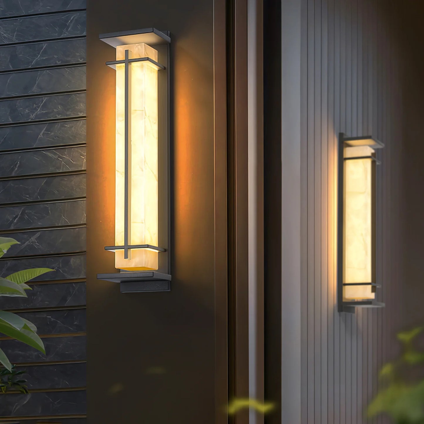 Orr Square Outdoor Wall Light – Metal & Alabaster-Resin IP65 LED