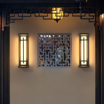 Orr Square Outdoor Wall Light – Metal & Alabaster-Resin IP65 LED