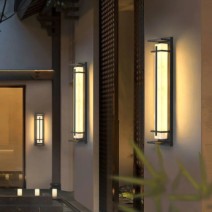 Orr Square Outdoor Wall Light – Metal & Alabaster-Resin IP65 LED
