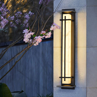 Orr Square Outdoor Wall Light – Metal & Alabaster-Resin IP65 LED