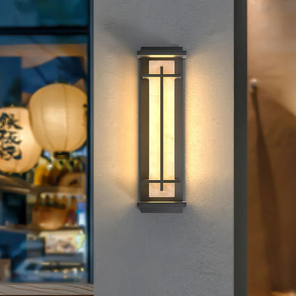 Orr Square Outdoor Wall Light – Metal & Alabaster-Resin IP65 LED
