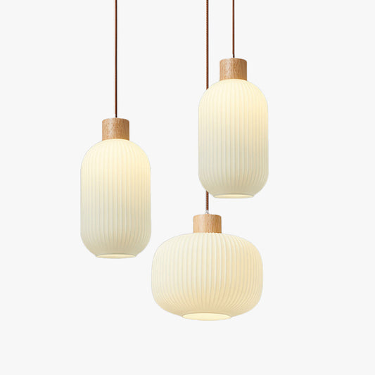 Ozawa Modern Wood & Glass Pendant Light – 2 Styles, 3 Sizes