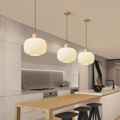 Ozawa Modern Wood & Glass Pendant Light – 2 Styles, 3 Sizes
