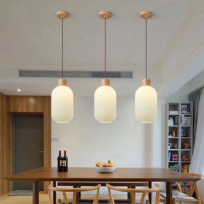 Ozawa Modern Wood & Glass Pendant Light – 2 Styles, 3 Sizes