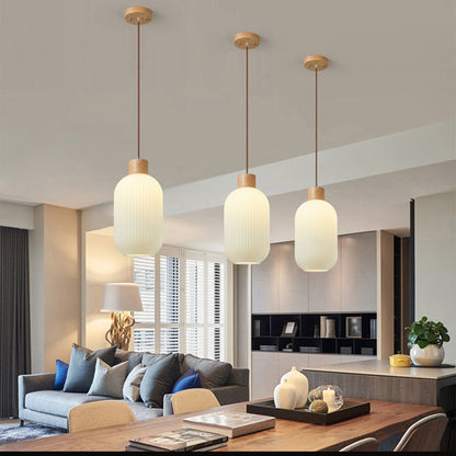 Ozawa Modern Wood & Glass Pendant Light – 2 Styles, 3 Sizes