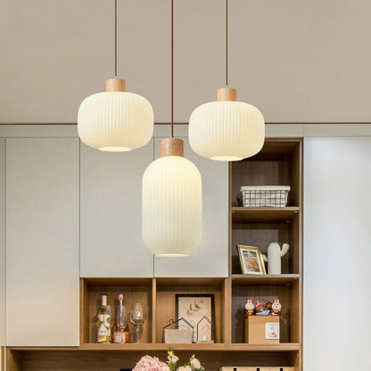 Ozawa Modern Wood & Glass Pendant Light – 2 Styles, 3 Sizes