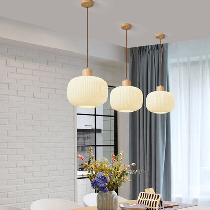 Ozawa Modern Wood & Glass Pendant Light – 2 Styles, 3 Sizes