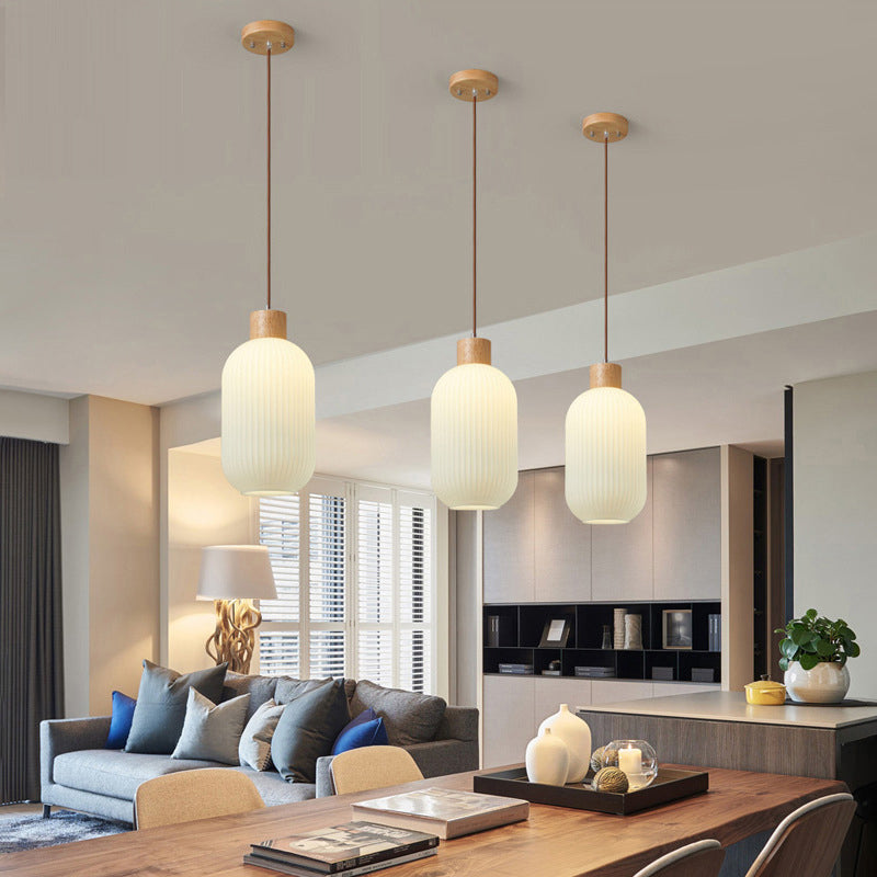 Ozawa Modern Wood & Glass Pendant Light – 2 Styles, 3 Sizes