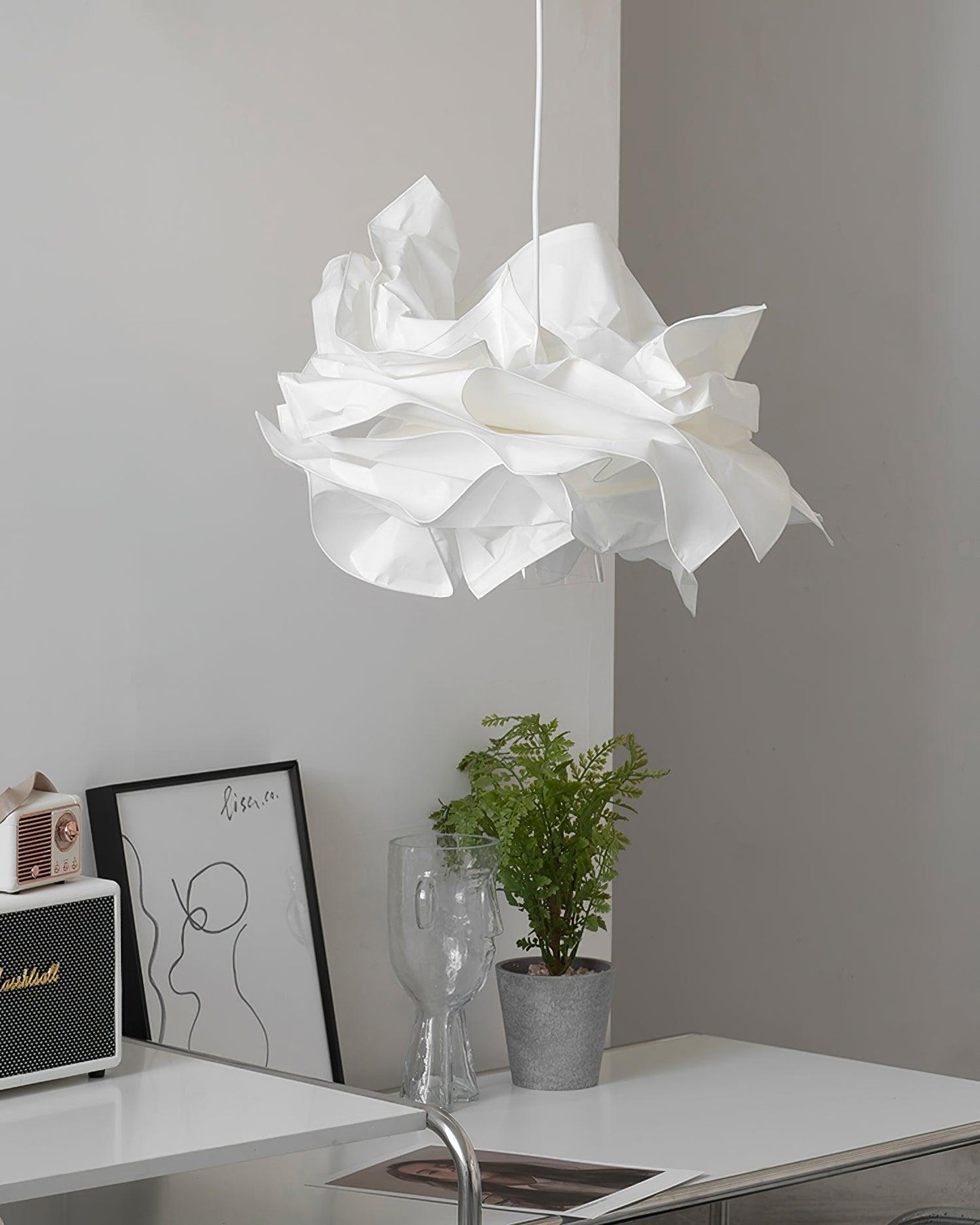 Origami Paper Pendant Light – Adjustable Sculptural Ceiling Lamp (E27)