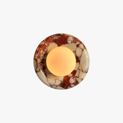 Elif Modern Round Marble Wall Light – White, Green, Wood