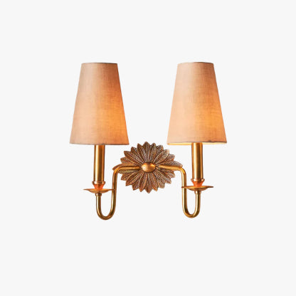 Alessio Vintage Brass Wall Light – Fabric Shade, E14 LED, 13.8"