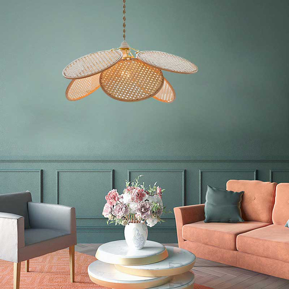 Ritta Rattan Willow Weave Pendant Light – French-Country Style, S/L