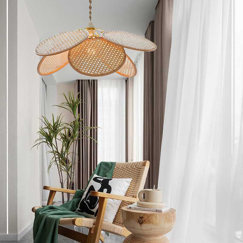 Ritta Rattan Willow Weave Pendant Light – French-Country Style, S/L