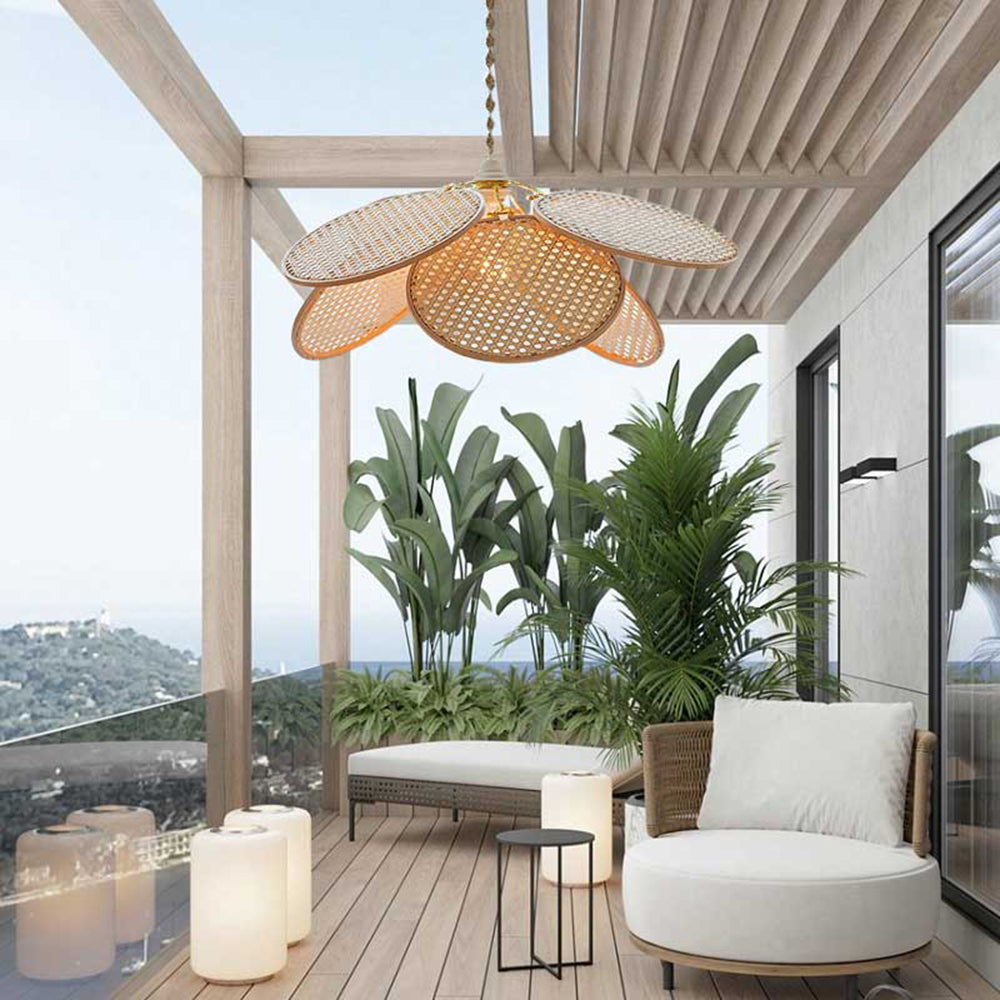 Ritta Rattan Willow Weave Pendant Light – French-Country Style, S/L