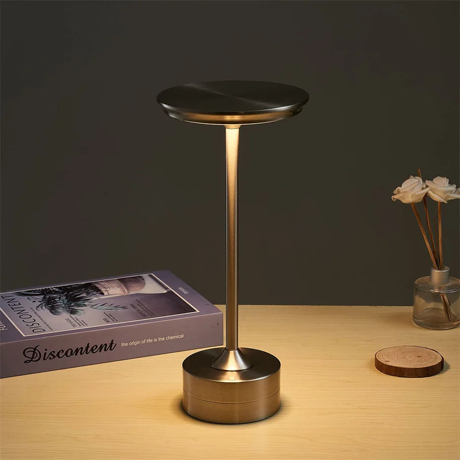 Metal Touch Lamp – Portable, Rechargeable, 3 Light Settings
