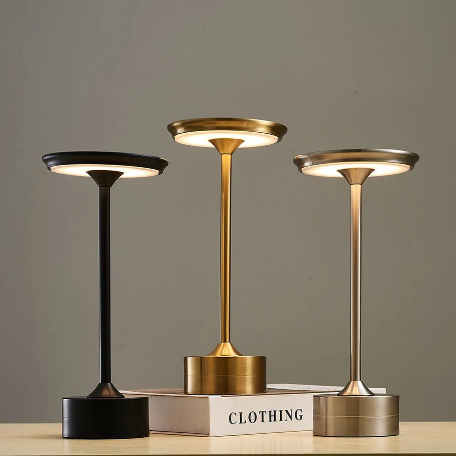 Metal Touch Lamp – Portable, Rechargeable, 3 Light Settings