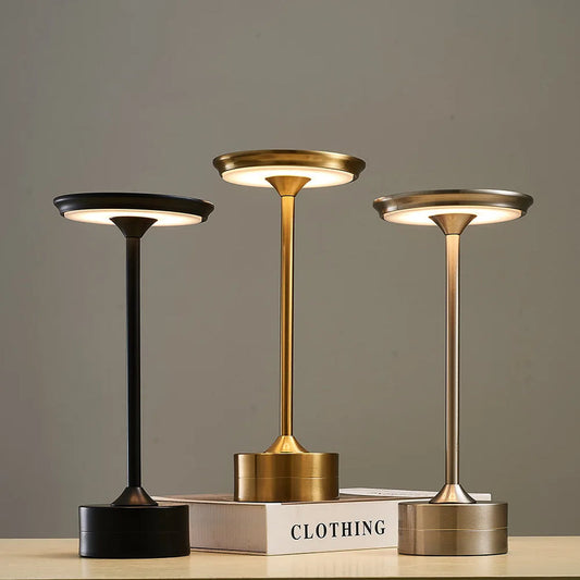 Metal Touch Lamp – Portable, Rechargeable, 3 Light Settings
