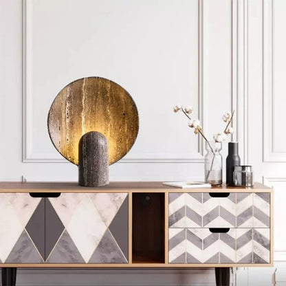 Travertine-Effect Stone Lamp – Mineral Elegance for Your Interior