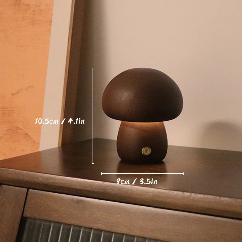 Wooden Mushroom Decorative Lamp