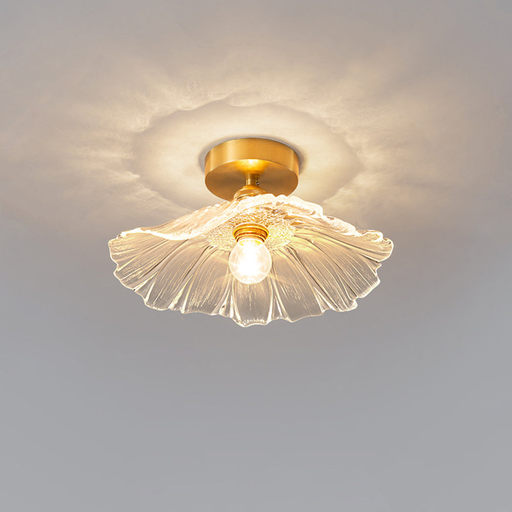 Carins Art Deco Flower Glass Flush Mount Ceiling Light – Clear/Green