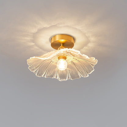 Carins Art Deco Flower Glass Flush Mount Ceiling Light – Clear/Green