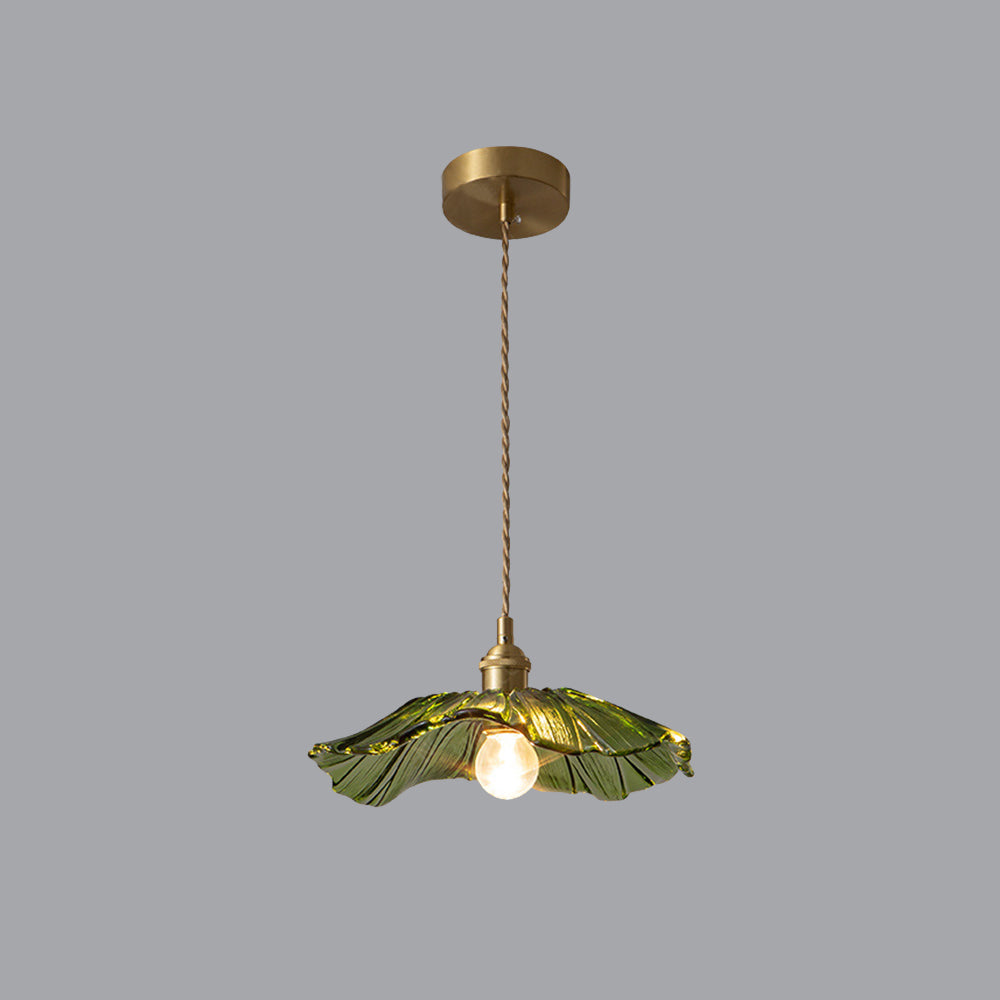 Carins Art Deco Flower Glass Flush Mount Ceiling Light – Clear/Green