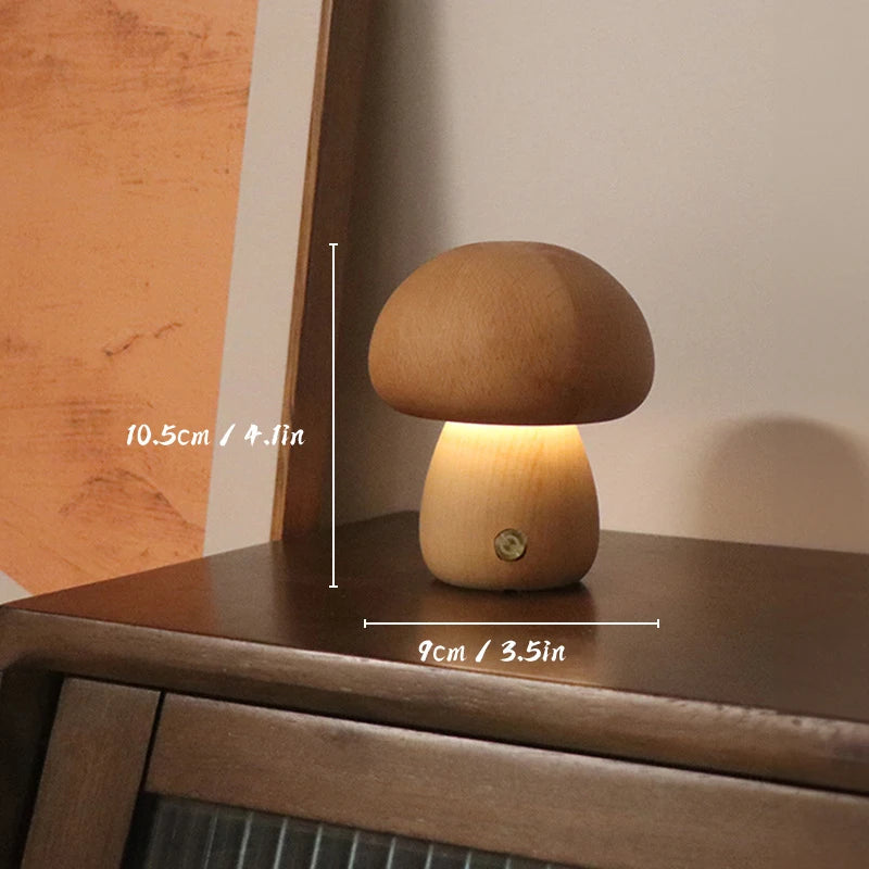 Wooden Mushroom Decorative Lamp