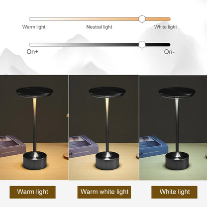 Metal Touch Lamp – Portable, Rechargeable, 3 Light Settings