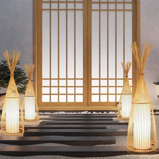 Bamboo Tripod Floor Lamp | Natural Decorative Lighting