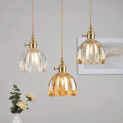 Japanese Retro Glass Pendant with Floral Design | Elegant Traditional Lighting