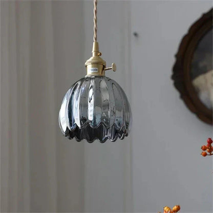 Japanese Retro Glass Pendant with Floral Design | Elegant Traditional Lighting