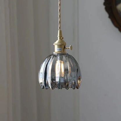 Japanese Retro Glass Pendant with Floral Design | Elegant Traditional Lighting