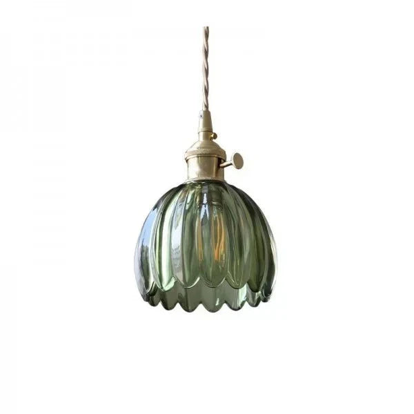 Japanese Retro Glass Pendant with Floral Design | Elegant Traditional Lighting