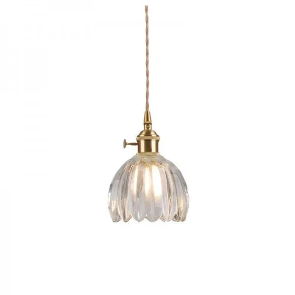 Japanese Retro Glass Pendant with Floral Design | Elegant Traditional Lighting