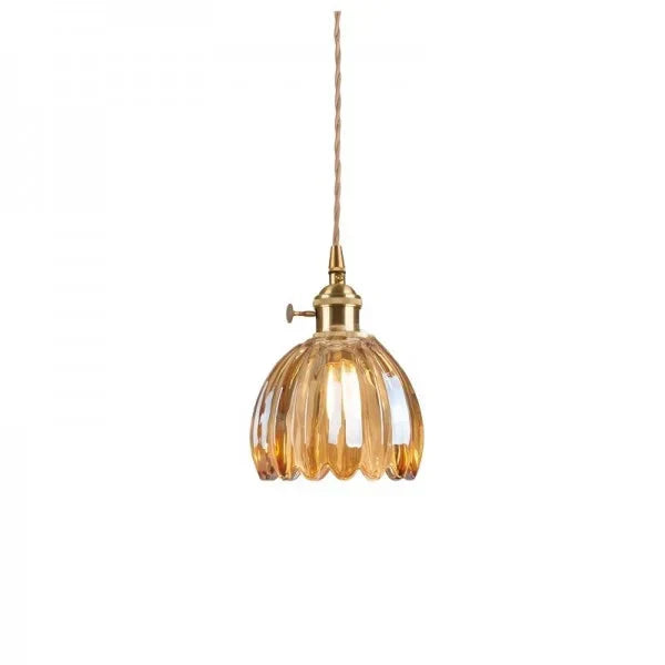 Japanese Retro Glass Pendant with Floral Design | Elegant Traditional Lighting