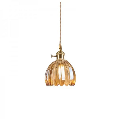 Japanese Retro Glass Pendant with Floral Design | Elegant Traditional Lighting