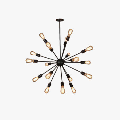 Alessio Industrial Chandelier – Black Metal, 18-Light Sputnik Design