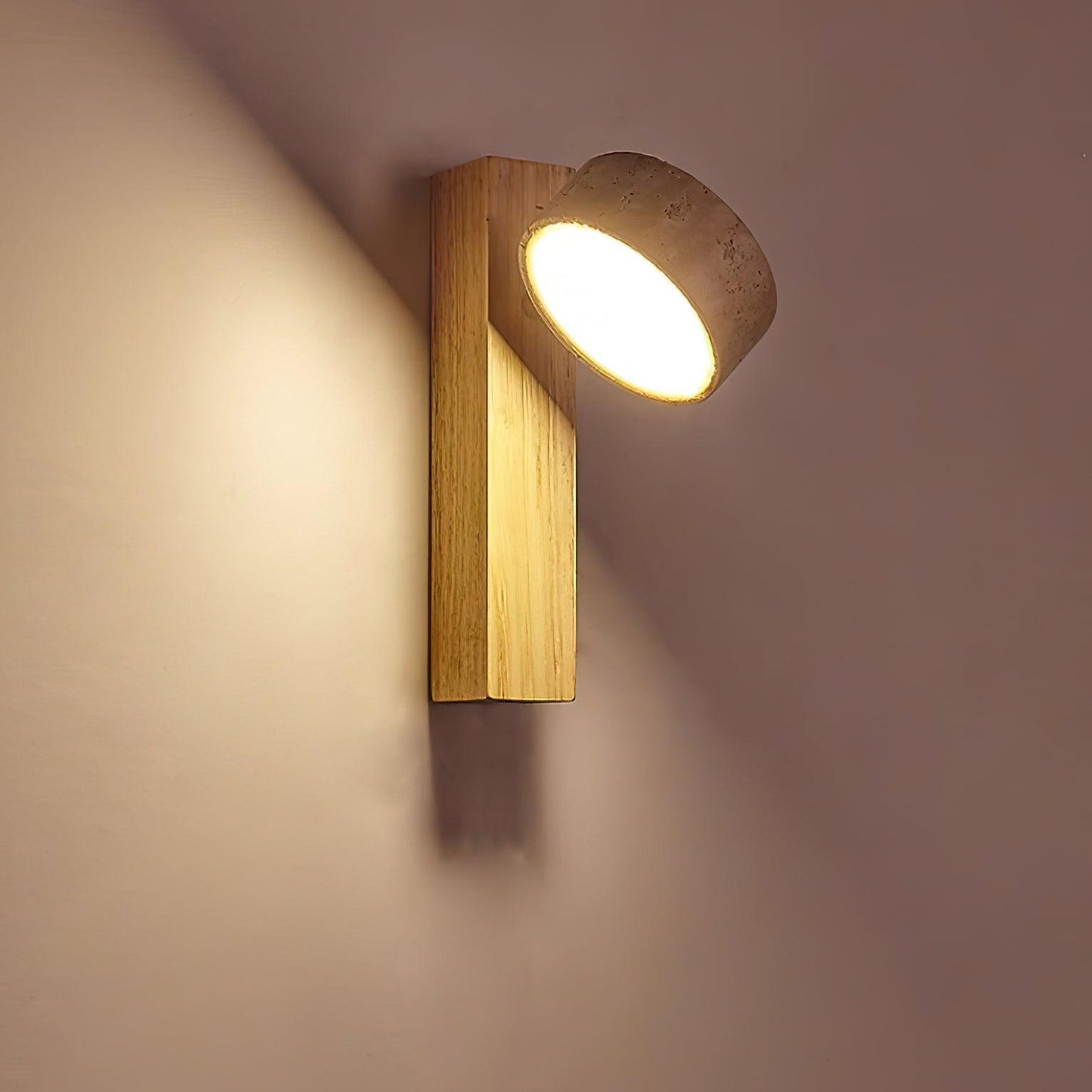Travertine & Wood Wall Light – Modern LED Indoor Wall Lamp with Warm Glow