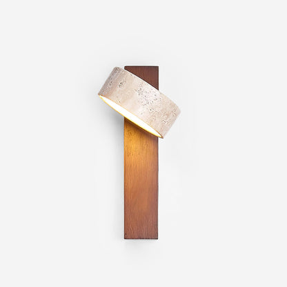 Travertine & Wood Wall Light – Modern LED Indoor Wall Lamp with Warm Glow