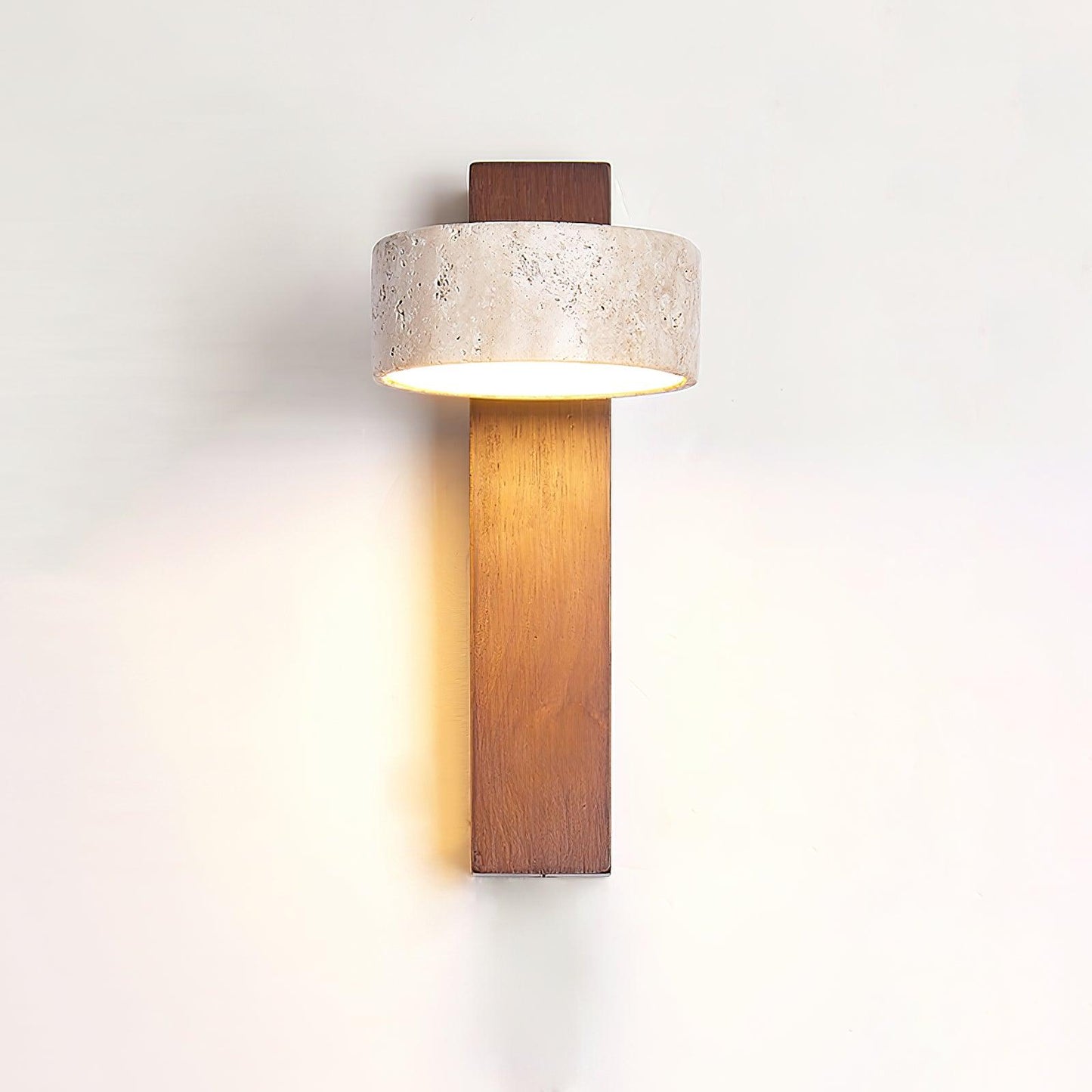 Travertine & Wood Wall Light – Modern LED Indoor Wall Lamp with Warm Glow